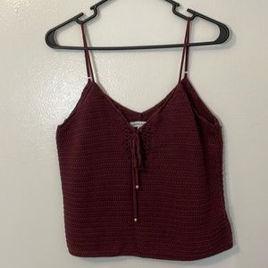 Reunited Clothing Wine Sweater Knit Top M camisole tie neck